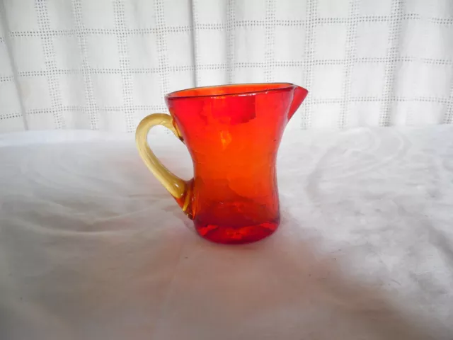 Rainbow glass hand blown amberina crackled glass small pitcher 3