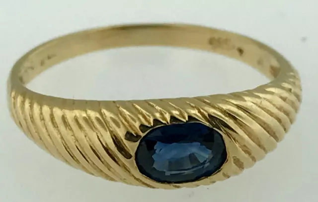 14k Yellow Gold 0.50 Carat Oval Shape Natural Sapphire Solitaire Ladys Band Ring