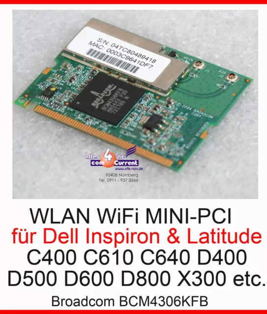 WLAN - CARTE Dell Latitude C400 C610 D400 D500 D600 D800 X300 ...