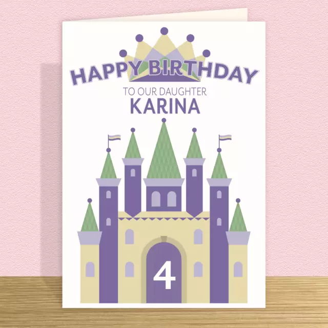 Princess birthday card for girl, any NAME any 1st 2nd 3rd 4th 5th granddaughter