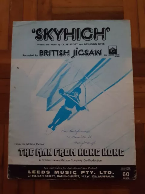 RARE OZ ONLY 1975 SHEET MUSIC - SKYHIGH by BRITISH JIGSAW