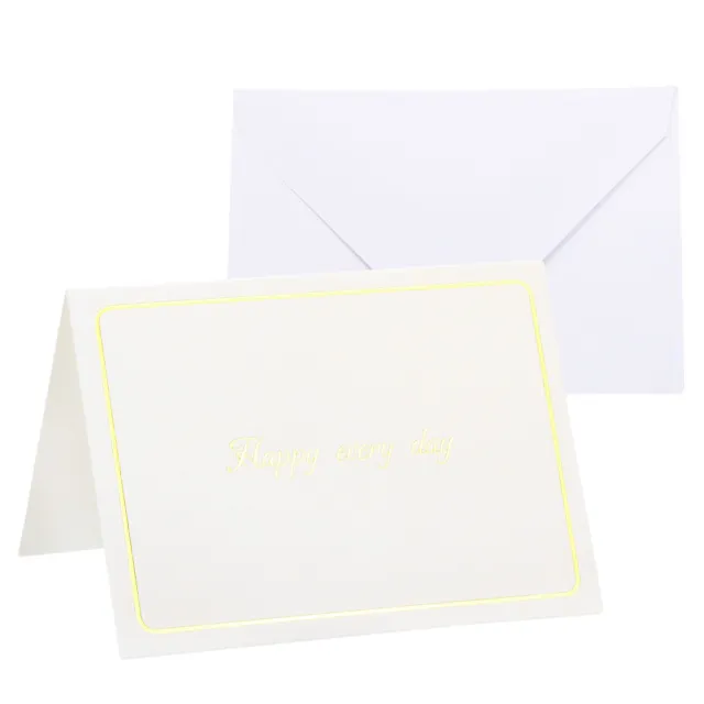 "Happy every day" Blank Greeting Cards,24Pcs Gold Tone White with Envelope