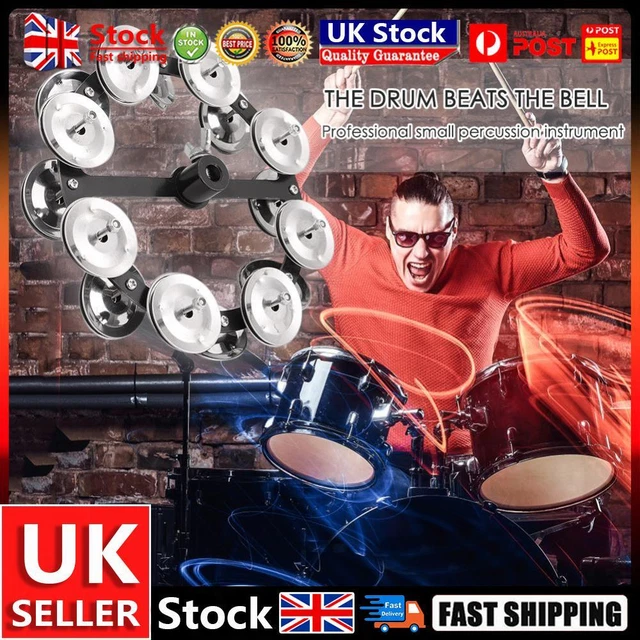 Drum Cymbals Hi Hat Tambourine Bells with Row Jingles Percussion Instrument UK