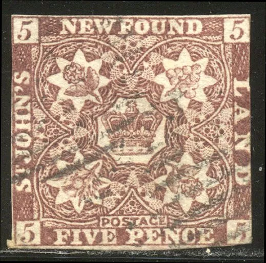 NEWFOUNDLAND #12A Used - 1860 5p Violet Brown ($150)