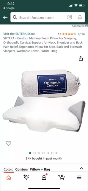 Sutera orthopedic contour pillow- High Density Memory Foam/Mid Loft/Plush