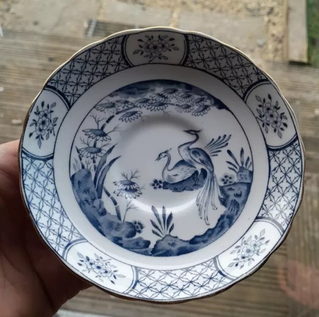 Rare TUSCAN fine English Bone China Side Plate Peacock Design Blue On White