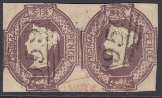 SG 58 6d mauve horizontal pair. Very fine used with ‘959’ numerals, almost...