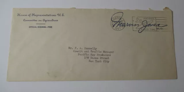 1937 U.S. CONGRESS Official Business Envelope MARVIN JONES Texas COVER CACHET