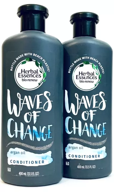 2 Bottles Herbal Essences 13.5 Oz Waves Of Change Argan Oil Conditioner