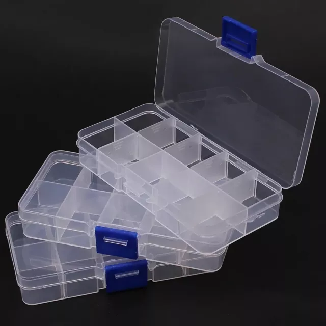 Caja organizadora de compartimentos 3 x 10 tamaño aprox. 13 cm de largo, 7 cm de ancho, 2,3 cm de alto