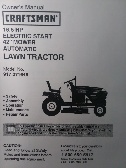 Craftsman 16.5 hp lawn outlet tractor manual