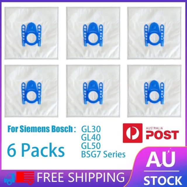 6X Vacuum Dust Bags & 6 Filters For Siemens Bosch GL30 GL40 GL50 BSG7 Series AU.