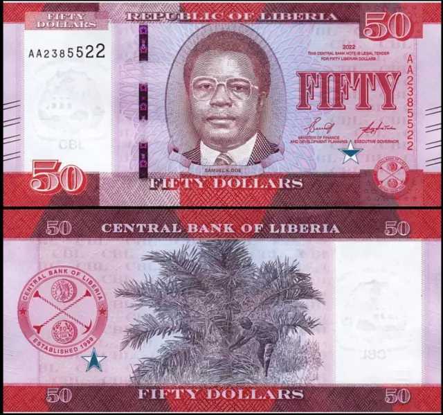 Liberia 50 Dollars, 2022 P-40, NEW UNC