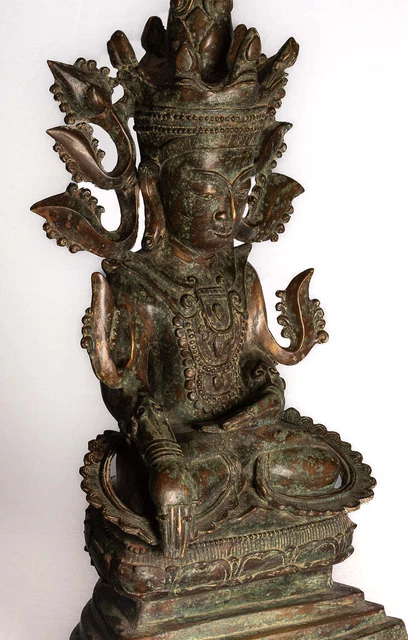 "Antique Burmese Bronze Style Shan Sitting Buddha Statue - 102cm/41" 3