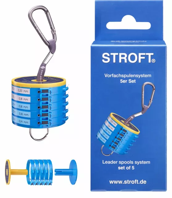 STROFT Vorfachspulensystem 5er Set Vorfachdispenser Vorfach Leader Spool System
