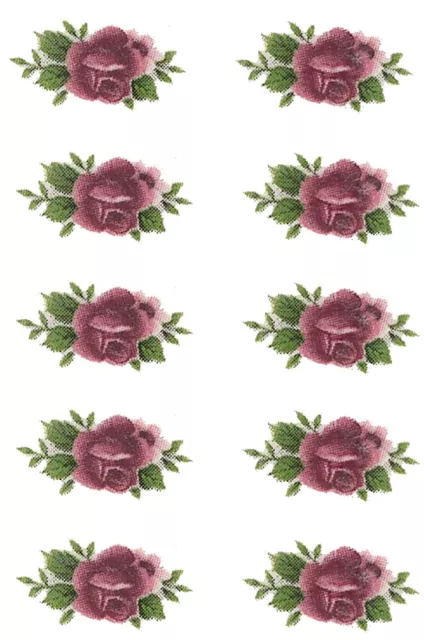 Pink Rose Flower Bits 20 pcs 5/8" X 3/8" Overglaze Waterslide Ceramic Decals