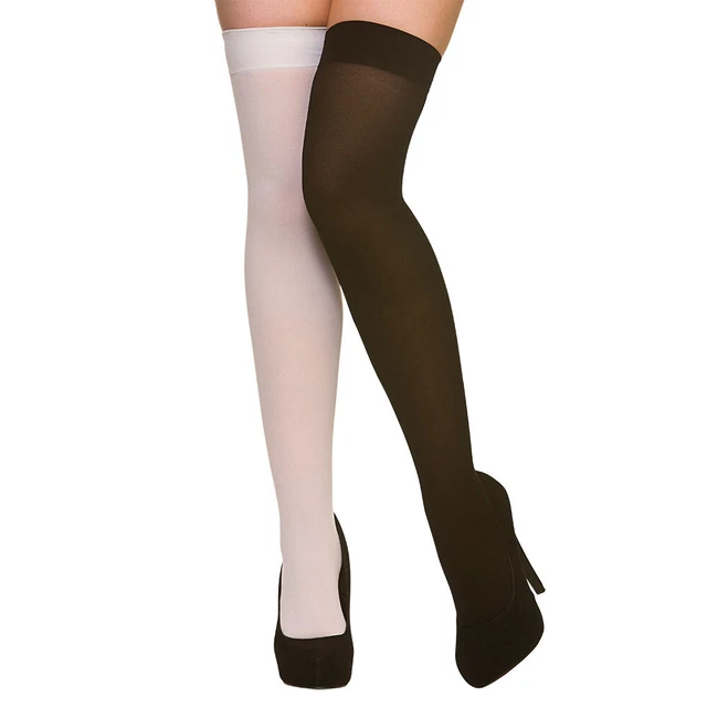 Overknee Socks Black & White Stockings Jester Fancy Dress