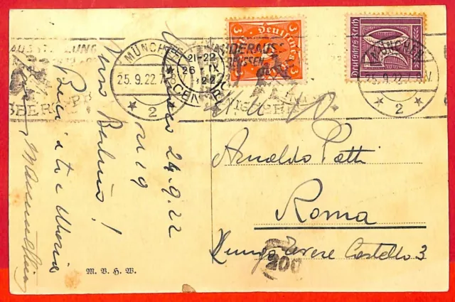 aa7131  - GERMANY  - Postal History -  POSTCARD from MUNCHEN to ITALY 1922