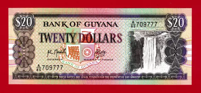 20 Twenty Dollars 1992 GUYANA UNC Note (Pick-27a.2) Signatures: Meredith & Ally