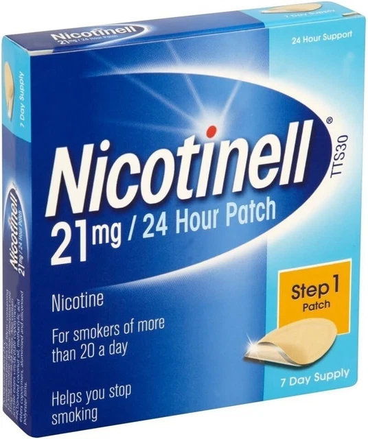Parche Nicotinell 21 mg - Paso 1 para 7 días de suministro / Parches de soporte 24 horas