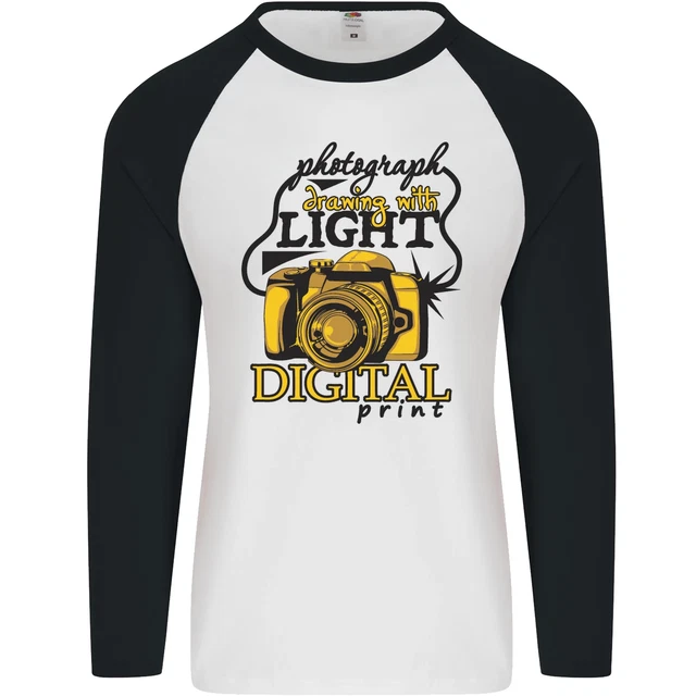 T-shirt da baseball da uomo disegno fotografico con fotografo leggero L/S