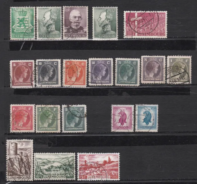 1 lot de timbres du LUXEMBOURG Oblitéré de 1939 à 1948 bon état idem au scan