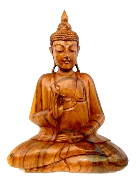 Vitarka Teaching Gautama Buddha Sculpture Hand Carved wood Statue Balinese Art