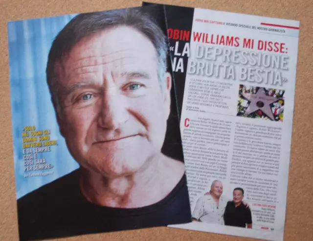 Italian Clipping Ritaglio 2014 ROBIN WILLIAMS la depressione è una 2 PAGINE