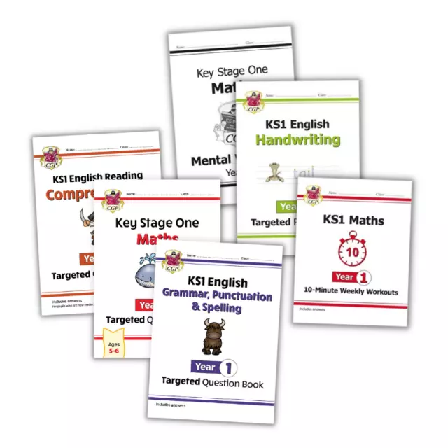 Ks1 Year 1 Targeted English & Maths 6 Book Bundle For Ages 6-7