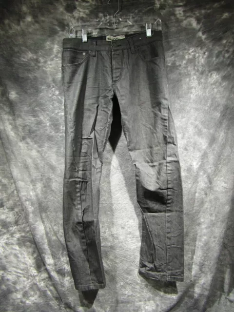 Black Denim TOPMAN Moto Skinny Twisted Leg Button Fly Jeans 30S (Actual 28X28) 2