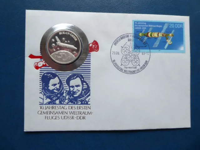 Numisbrief Gemeinsamer Weltraumflug DDR-UDSSR Buran Worbes D-053 RAR