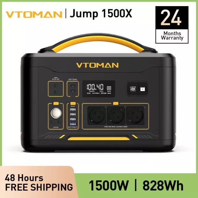 VTOMAN Powerstation 1500W Solargenerator 828Wh LiFeP04 Batterie Tragbare Home