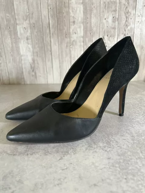 Women's Vince Camuto 'Airmosah' Black Leather Suede Pointed Stiletto Heels 9