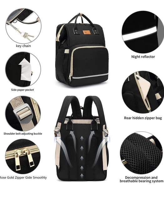 Great Deal  Baby Diaper Bag Backpack with Bassinet Changing Station black 2