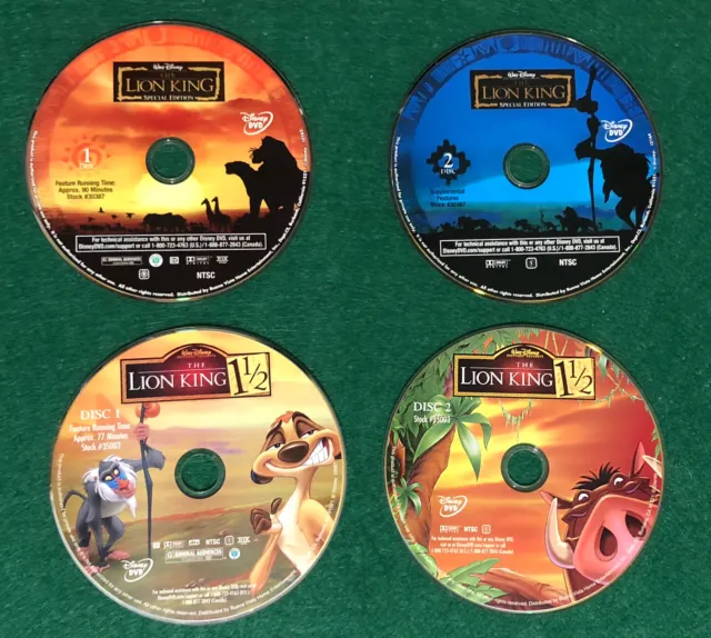 LOT 2 DVDs WALT DISNEY’S Lion King Special Edition & 1 1/2 Disk Only “We Bundle”