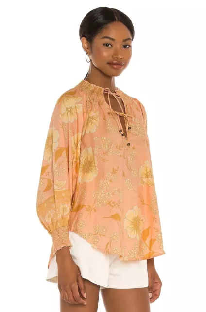 Spell & The Gypsy Collective New NWT Sloan Peach Orange Floral Blouse Top Large