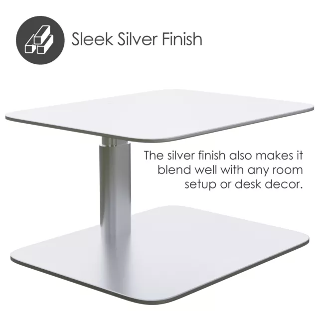 Imac PC Computer Monitor Riser Desk Table Stand Adjustable Silver