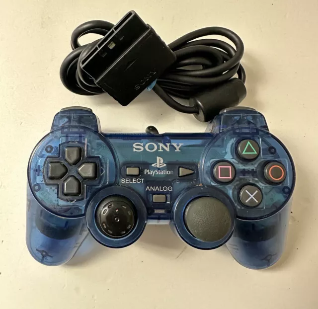 MANETTE OFFICIELLE PS2 SCPH-10010 DUALSHOCK 2 Bleue Translucid  Sony PlayStation