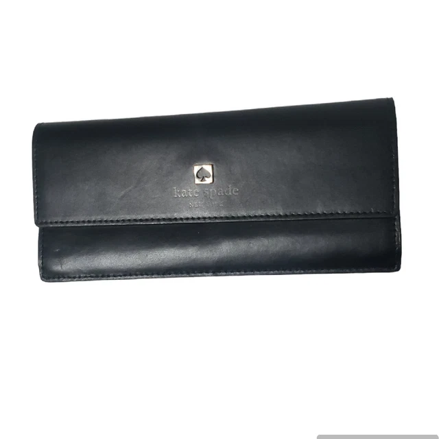 Kate Spade Sawyer Street Amelia Wallet Smooth Black Leather Fold Over READ