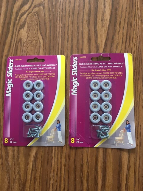 Two NEW SEALED ROUND MAGIC SLIDERS 8Pks -3/4" 20mm SCREW -ON SLIDING DISCS