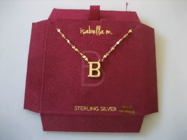 Isabella M Sterling Silver Vermeil Initial Necklace Letter