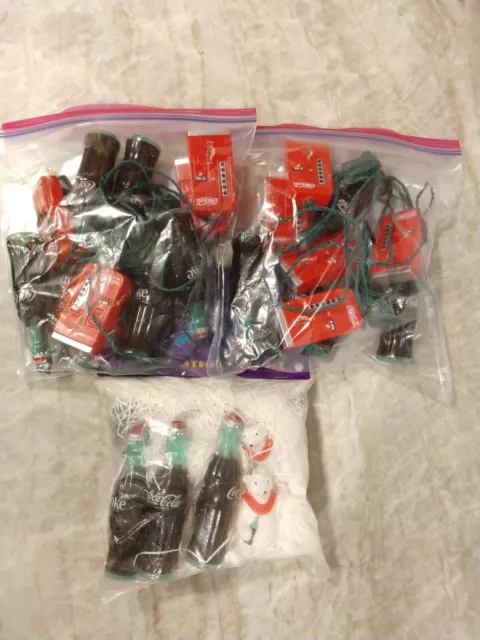 Coca Cola Christmas String Light Lot, 3 Sets, 30 Bulbs! Bottles, Machines, Bears