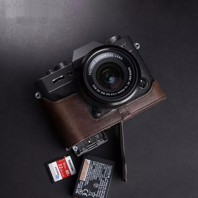 Handmade Genuine Leather Half Camera Case Cover For Fujifilm X-T30 X-T20  X-T10