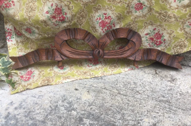 ANCIEN FRONTON EN BOIS SCULPTÉ « NOEUD » XIX Ème NAPOLEON III / SHABBY CHIC RARE 2