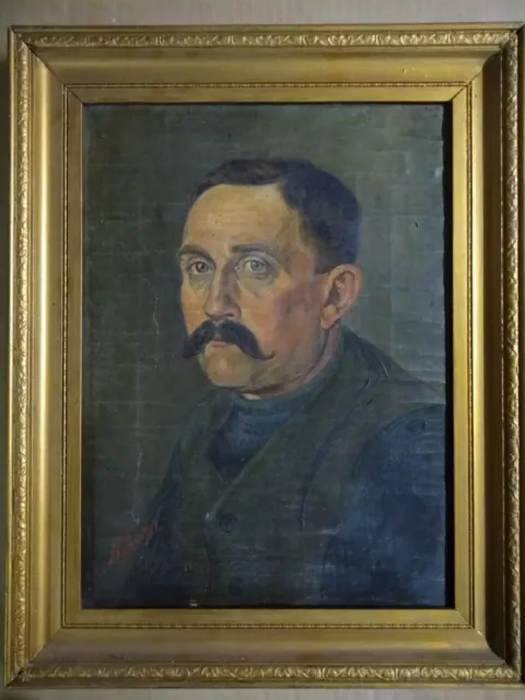 Peinture Huile, Toile d'ARTHUR NANTEL Portrait, À Giessen 1916, Guerre. 48x38cm