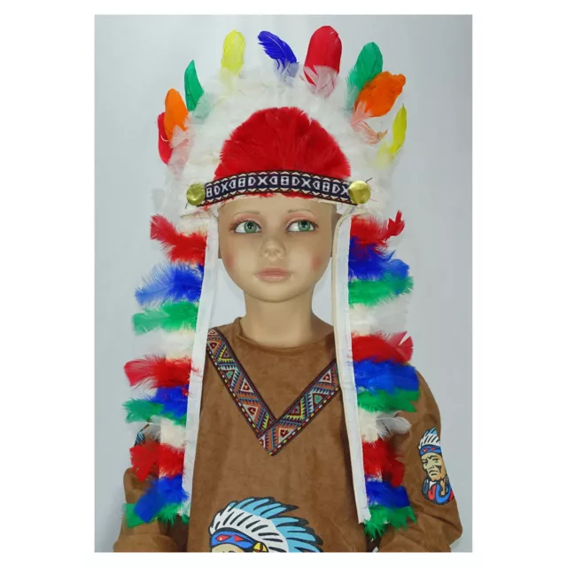 Indianer Kinder Kopfschmuck / Karneval Fasching Jungen Kostüm Federkopfschmuck