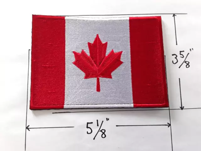 1 pc BIG SIZE CANADIAN FLAG MAPLE Emb patch 5-1/8x3-5/8" IRON/SEW-ON