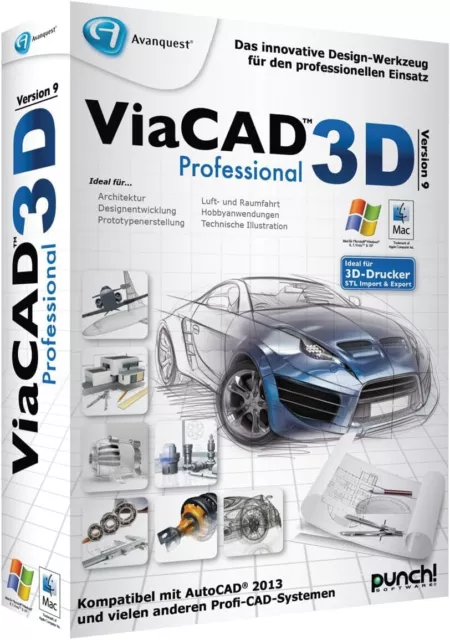 Punch! Software ViaCAD 3D 9 Professional Vollversion Box (+DVD) PC/MAC (NEU/OVP)