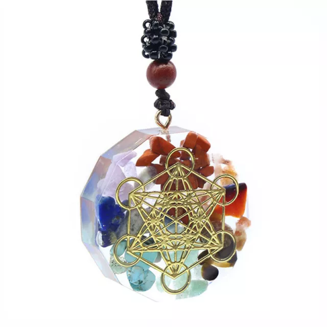 Natural 7 Chakra Healing Crystal Chip Stone Necklace Quartz Orgone Pendant Reiki