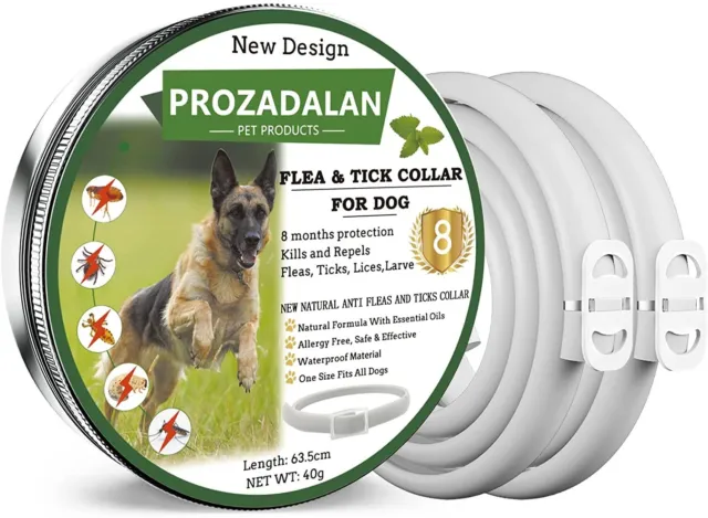2 PZ Prozadaland Collare Antipulci Cani Regolabile Antiparassitario Durata 8 Mes